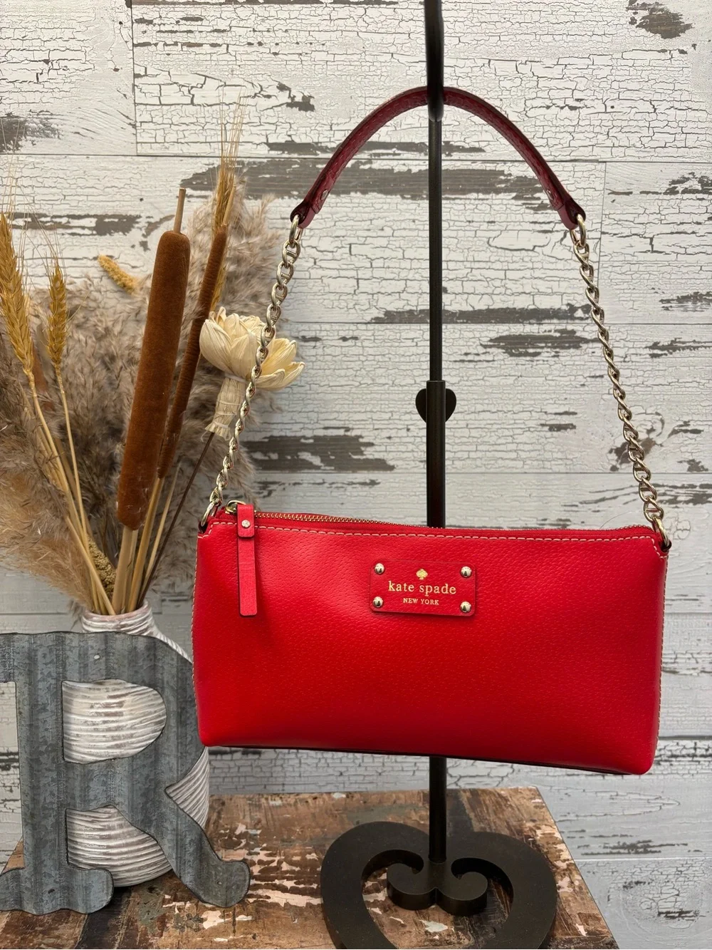 Kate Spade Wellesley Byrd Red Chain Shoulder Bag